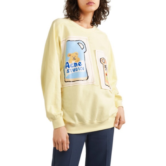 Acne Studios Tops - ACNE STUDIOS Foebe Appliquéd Sweatshirt Yellow ❤️